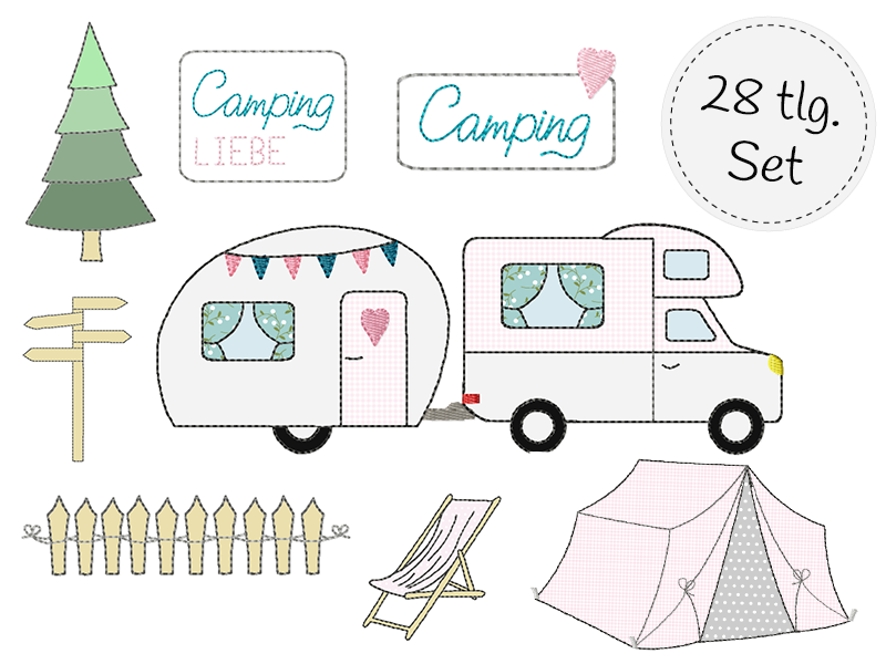 doodle Stickdatei - Camping Liebe